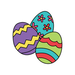 Three Decorative Easter Eggs Holiday Vector Illustration
