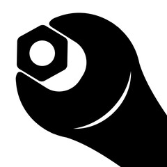 Icono con silueta de llave fija apretando una tuerca