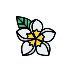 Stylized plumeria flower icon with leaf