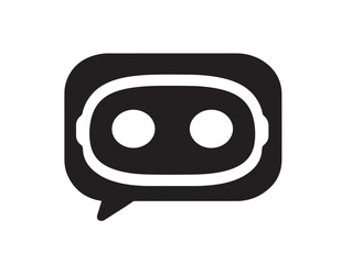 Artificial Intelligence Chatbot Symbol in Minimal Silhouette Vector Illustration