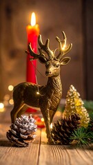 Festive Christmas deer figurine
