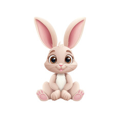 Obraz premium Cute cartoon bunny with big ears and pink paws