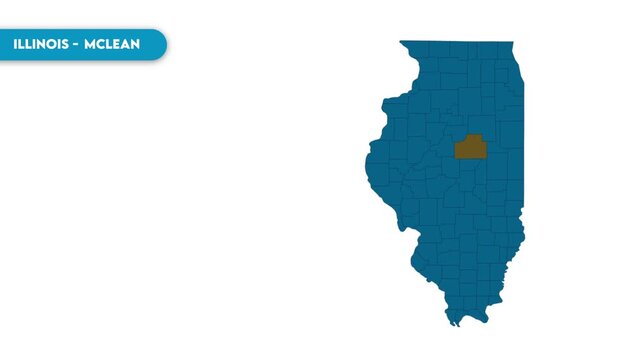 McLean Map Video, Illinois map, Illinois United States, Political Map of Illinois, national flag and borders, perfect for presentations, travel, education,and global studies.