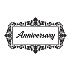 Anniversary text silhouette inside ornate frame