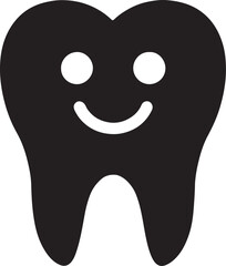 Silhouette vector of a smiling child tooth icon for pediatric dental care, kids clinic, oral health design.