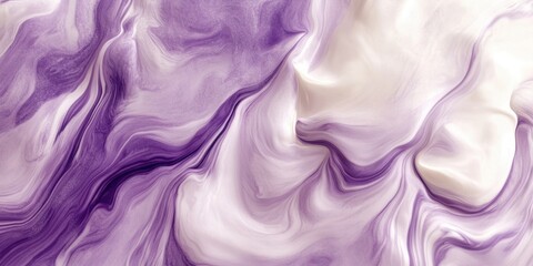 Fototapeta premium Abstract purple and white fluid art with swirling patterns