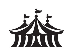 Playful Circus Carnival Tent Symbol in Bold Silhouette Vector Illustration Artwork