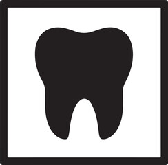 Silhouette vector of a square frame tooth icon for dental care, clinic logo, oral health, and hygiene design.