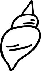 A black outline drawing of a seashell