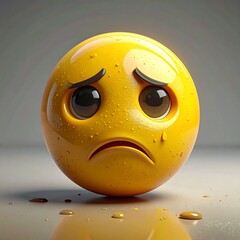 A sad, glossy yellow emoji