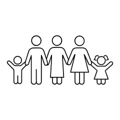 happy Family line Icon silhouette vector illustration isolated flat style