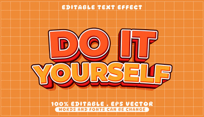 DO IT YOURSELF Editable Text Effect with 3D Style and Orange Grid Background