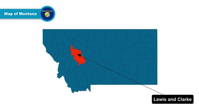 Lewis and Clarke Map Video, Montana map, Political Map of Montana, Montana United States, with all states, national flag and borders, travel, education, geography, and global studies.