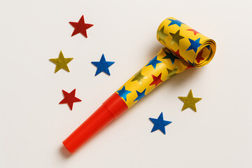 Festive noise maker with star decorations, 
