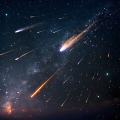 image of meteors scattered in space on a dark background