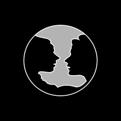 silhouette of a woman with a smile.