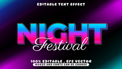 Night Festival Editable Text Effect with Gradient Colors and Retro Style