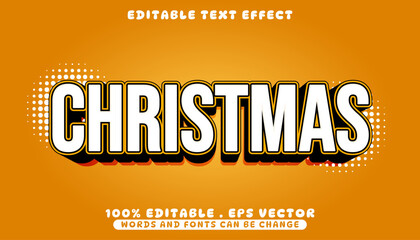Bold Christmas editable text effect vector template for festive holiday typography and seasonal graphic design projects, easily customizable