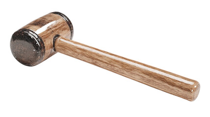 Wooden mallet carpentry hand tool solid hardwood hammer traditional woodworking equipment craft instrument isolated on white background