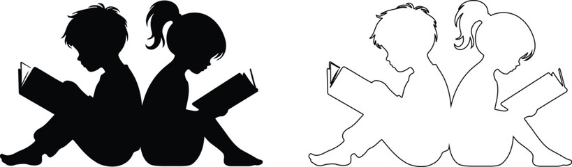 Children Silhouettes .Profile and people silhouette collection. User profile symbol. Group of people or group of users collection. Perfect can use in demographic, social media, and team