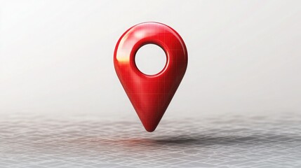 Stylized Red Map Pin Icon Isolated on Transparent Background for GPS and Location-Based Apps