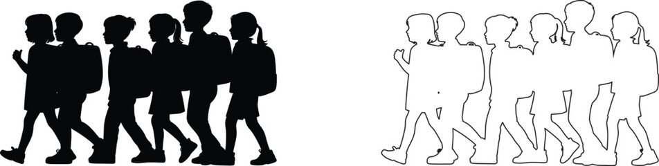 Children Silhouettes .Profile and people silhouette collection. User profile symbol. Group of people or group of users collection. Perfect can use in demographic, social media, and team