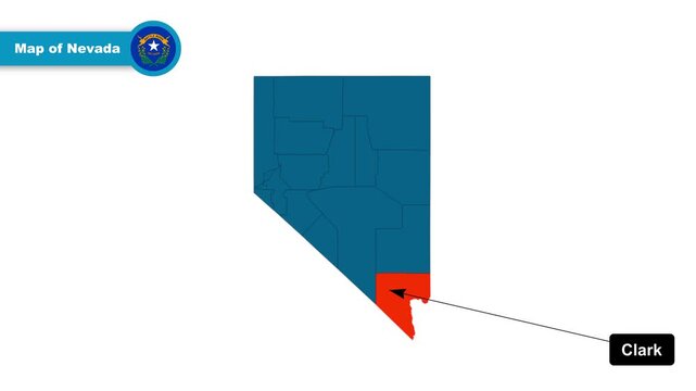 Clark Map Video, Nevada map, Political Map of Nevada, Nevada United States, with all states, national flag and borders, travel, education, geography, and global studies.