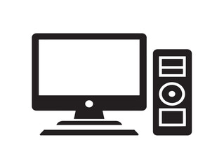 Creative computer and hardware silhouette icon illustration