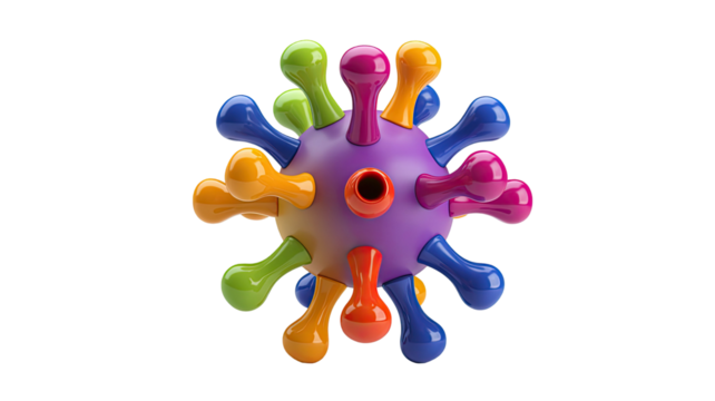 Virus 3d plastic style icon microscopic pathogen medical illustration biology health science infectious organism model isolated on white background
