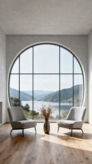 Modern House Round Balcony Scene