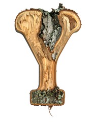 Fototapeta premium Capital letter Y crafted from tree trunk