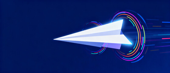 Glowing Paper Airplane Flight Dynamic Image