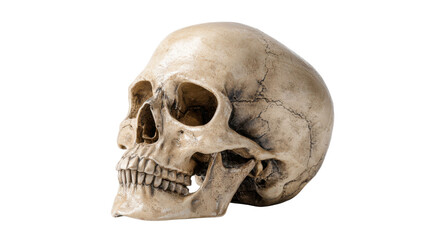 Human Skull Isolated on White Background for Anatomy, Medical, Education, and Science Concept Illustration