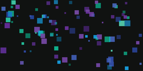 Abstract Background with Floating Squares in Blue Green and Purple Tones