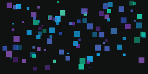 Abstract Geometric Background with Floating Squares in Blue Green and Purple