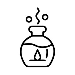 Obraz premium Aromatherapy essential oil bottle with steam and drop symbol 