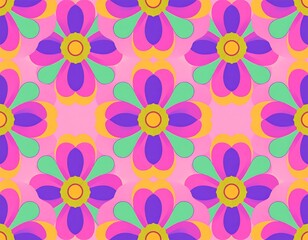 Fototapeta premium Colorful floral repeating pattern