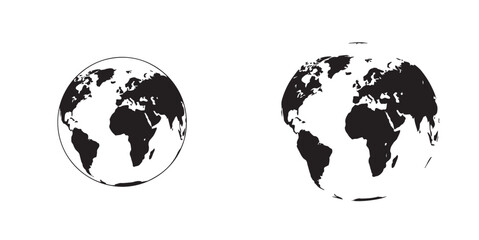 Abstract and Traditional Black and White Globe Illustrations