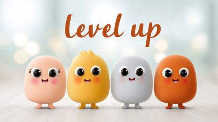 Humorous Minimalist Design Illustration of Cute Characters for Soft Skills Development and Growth Planning