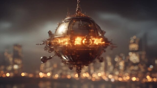 Floating spherical craft cityscape