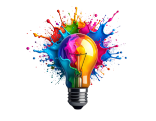 Colorful lightbulb explosion