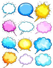 Cartoon speech bubbles in various colors
