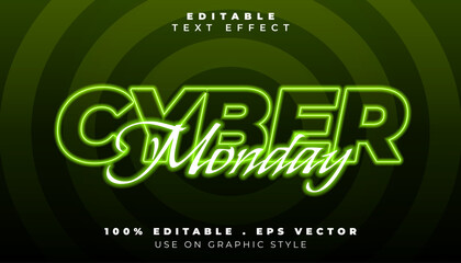 Cyber Monday Neon Text Effect for Online Shopping and Sale Promotions
