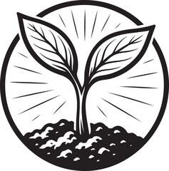 Tree plantation, Ecological organic seeding, plant growth vector icon design.