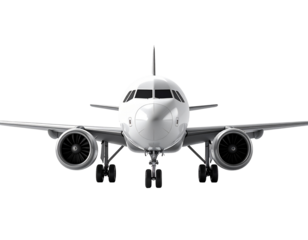 Front view of a white passenger jet