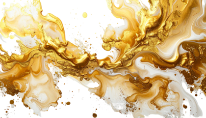 Abstract gold and white fluid art