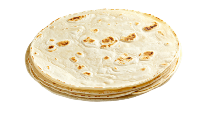 Stack of round, light tan tortillas