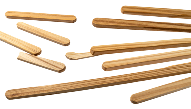 Wooden craft sticks scattered