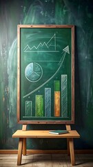 Chalkboard with business graphs