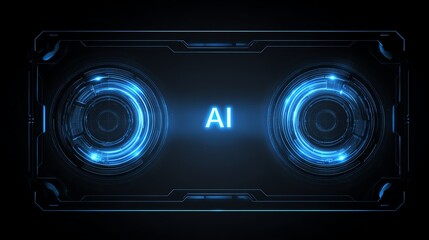 Futuristic representation of AI technology with glowing blue elements, showcasing innovation and advancement in artificial intelligence.